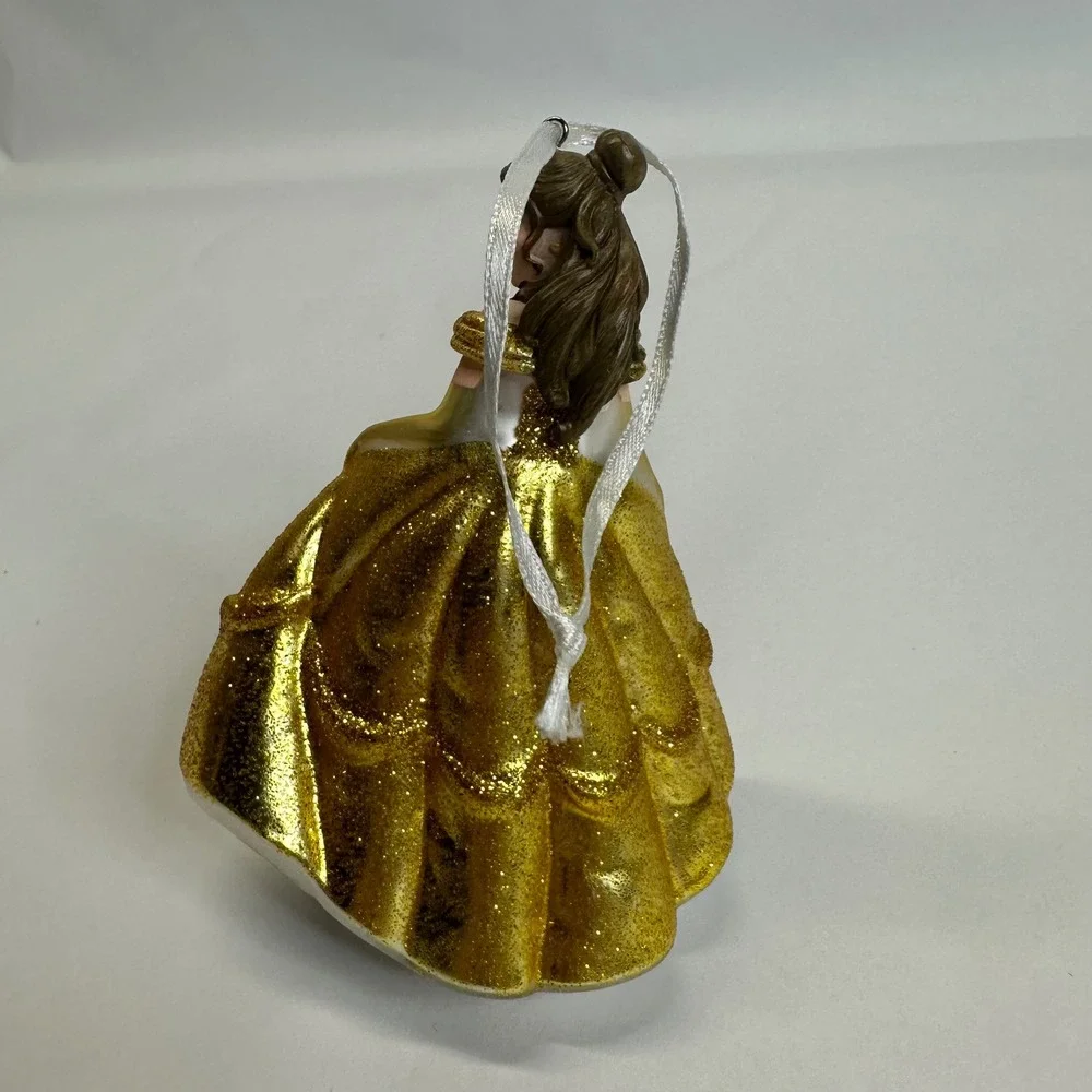 Disney Parks Blown Glass‎ Belle Ornament Beauty & The Beast Gold Glitter 4.5
